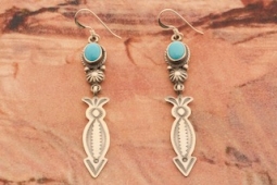2 1/4 long Genuine Sleeping Beauty Turquoise Sterling Silver Dangle Earrings